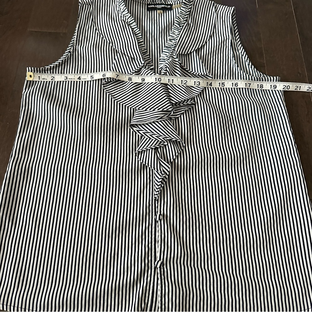 KARL LAGERFELD PARIS Ruffle Blouse Bundle Romantic Red Navy White Stripes M - Picture 10 of 12